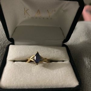 Vintage marquise cut sapphire ring